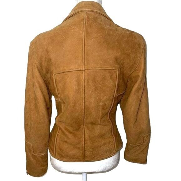 Beyond Sport California Moto Jacket Womens Small Leather Caramel Zip Sleeves - Picture 2 of 15